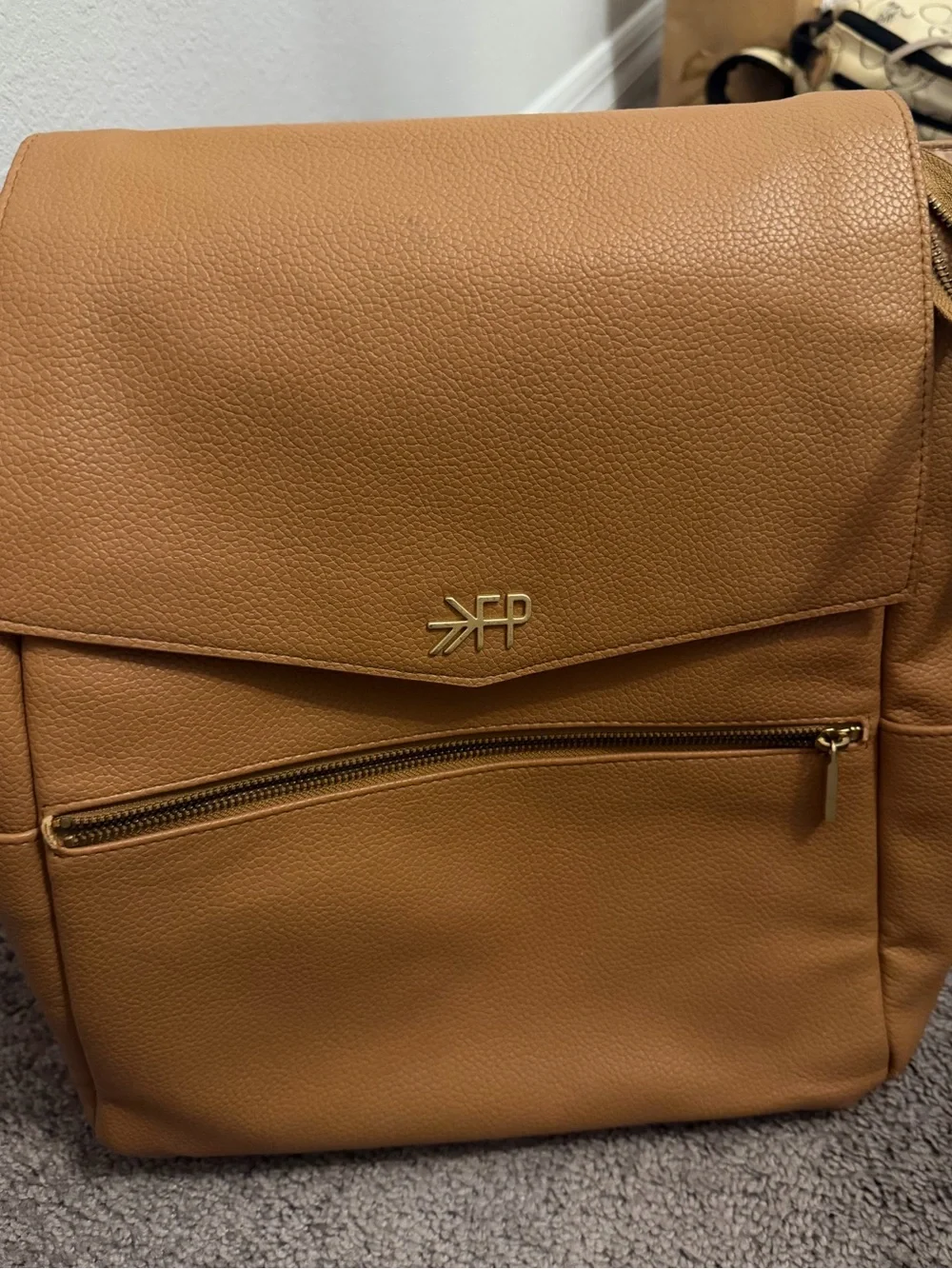 Freshly Picked Tan Leather Diaper Bag